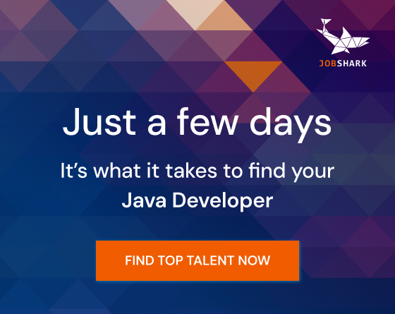 Banner promoting Jobshark services. The message reads “Just a few days  — It’s what it takes to find your Java Developer” with a call to action: “FIND TOP TALENT NOW”