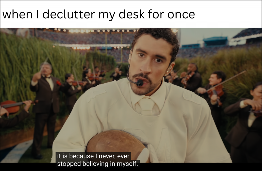 A work-related meme based on Bad Bunny’s performance during the Super Bowl halftime show