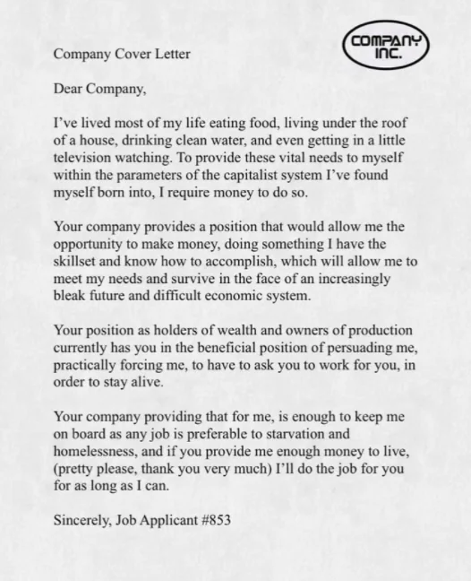 a funny cover letter